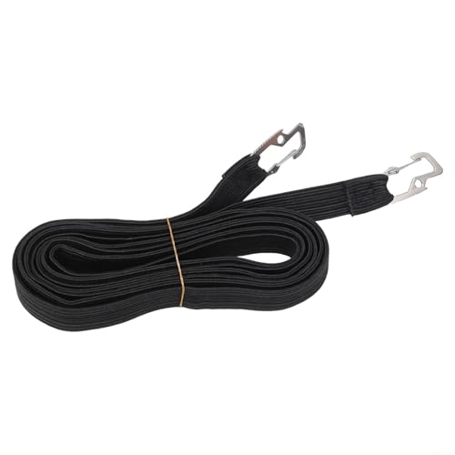 Elastischer Bungee-Gurt mit starkem Karbonstahl-Haken für Sicherheit im Freien (schwarz, 4 Meter) von KHIronHive