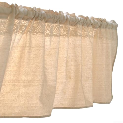 Elegante Halbgardine Minimalistische Baumwolle und Leinen in zartem Beige für Fenster (C) von KHIronHive
