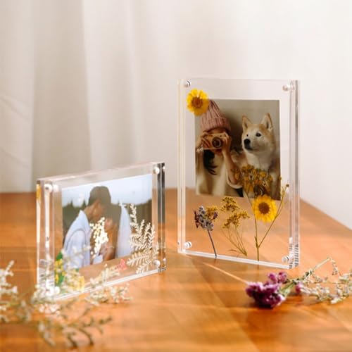 Eleganter transparenter Fotoständer mit starken Magneten für unvergessliche Bilder zu Hause oder bei der Arbeit (12,7 x 17,8 cm) von KHIronHive