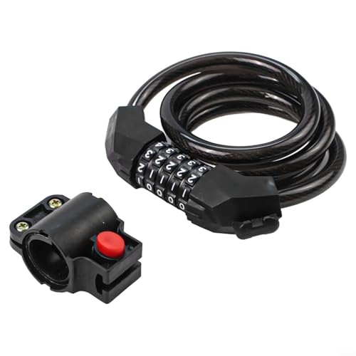 Fahrradschloss mit 5-stelligem Zahlenschloss mit robustem Stahlkabel für effektive Diebstahlsicherung (1,2 m schwarz) von KHIronHive