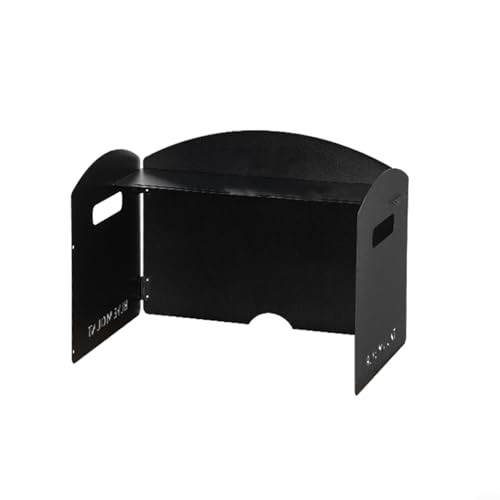 Faltbare Aluminium-Ofenwindschutz für Camping mit Metall und dreiseitigem Windschutz (3-Platte schwarz) von KHIronHive