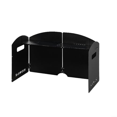 Faltbare Aluminium-Ofenwindschutz für Camping mit Metall und dreiseitigem Windschutz (4-Platte, schwarz) von KHIronHive