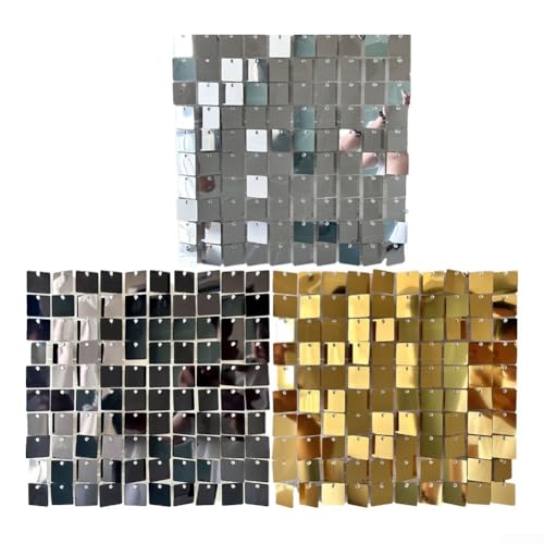 Fesselnde quadratische Pailletten-Wandpaneele für Feiern, verschönern Sie Ihre Hochzeit und Party mit eleganten Hintergründen (Silber) von KHIronHive