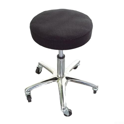 Flanell-Drehstuhl-Abdeckung, runder Hocker-Schutz, Stretch-Wiederherstellung und leicht zu reinigen, für Flecken und Kratzer (Schwarz) von KHIronHive