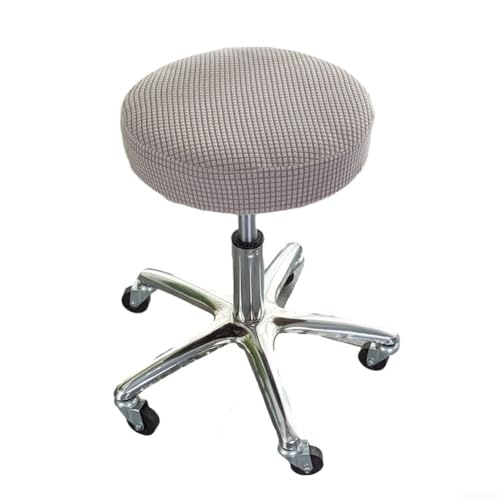 Flanell-Drehstuhlbezug, runder Hocker-Schutz, Stretch-Recovery und leicht zu reinigen, für Flecken und Kratzer (Hellgrau) von KHIronHive