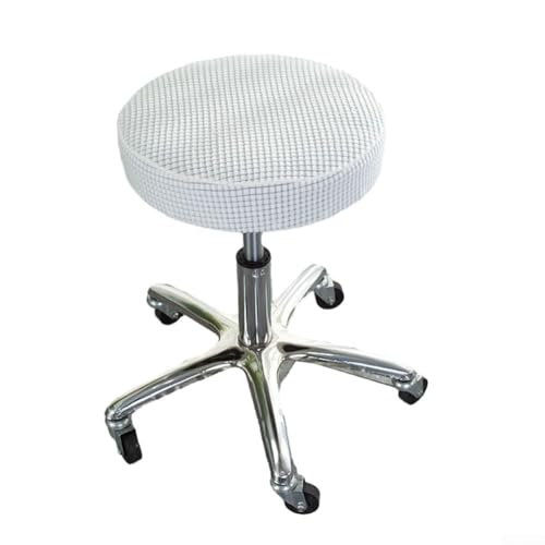 Flanell-Drehstuhlbezug, runder Hocker-Schutz, Stretch-Wiederherstellung und leicht zu reinigen, für Flecken und Kratzer (Reisweiß) von KHIronHive