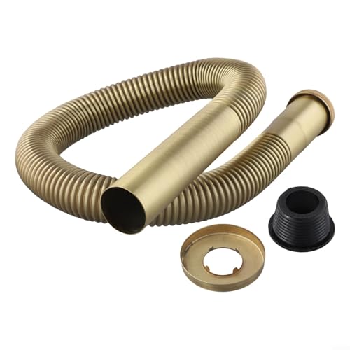Flexibler Messingschlauch, Siphon, Abflussrohr für Badezimmer, Küche, Waschbecken, antikes Messing, 80 cm, verstellbares Rohr, passend für Standard-Ablaufsysteme, einfach zu installierende Flexibler Messingschlauch, Siphon, Abflussrohr für Badezimmer, Küche, Waschbecken, antikes Messing, 80 cm, verstellbares Rohr, passend für Standard-Ablaufsysteme, einfach zu installierende von KHIronHive