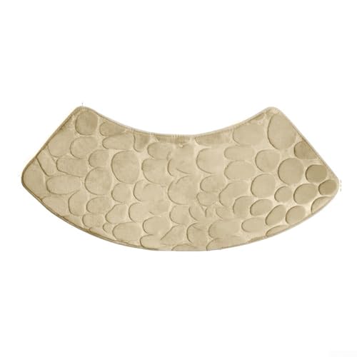 Gebogene Duschmatte Waschbar Rutschfest Badezimmerteppich Polyester Saugfähige Bodenmatte für Ecke Badezimmer Wohnzimmer Küche Grau Blau Beige Kaffee Königsblau Kamel(Kamel) von KHIronHive