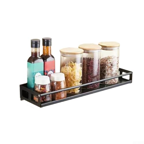 Gewürzregal aus Edelstahl zur Wandmontage, rostfreies Hängeregal für Kräuter, platzsparendes Wandregal, geeignet für Küche, Bad oder Büro (schwarz + 30 cm) von KHIronHive