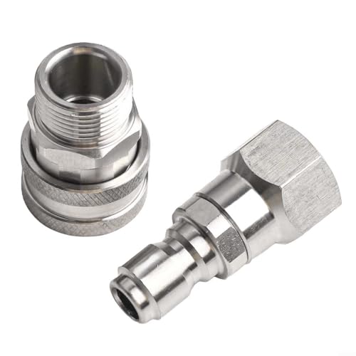 Hochdruckreiniger-Schnellverbinder-Set, NPT 3/8 Zoll männlich und weiblich Adapter mit 360-Grad-Drehgelenk für flexiblen Einsatz (B) von KHIronHive