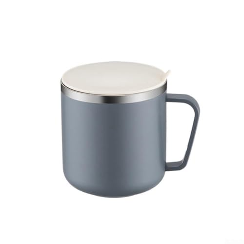 KHIronHive Campingbecher mit Isolierung, 304 Edelstahl, Kaffeetasse für heiße und kalte Getränke (Graublau) von KHIronHive