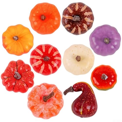 Kleine künstliche Kürbisse für Herbst-Heimdekoration, mehrfarbige Kunststoffornamente für Innen- und Außenbereich, perfekt für Halloween-Erntebankette und Thanksgiving Herbst von KHIronHive