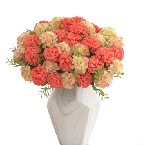 Künstlicher Hortensien-Seidenblumenstrauß, realistisches gefälschtes Blumenarrangement für Hochzeiten, Heimdekoration im Wohnzimmer, Schlafzimmer, langlebig und lichtbeständig (rosa weiß) von KHIronHive