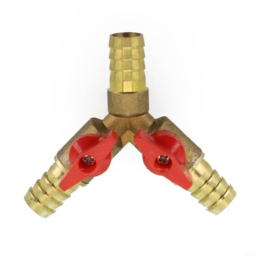 Messing-Kugelhahn, Y-Typ-Absperrventil für Kraftstoff, Gas, Wasser, mehrere Größenoptionen, 6 mm, 8 mm, 10 mm, 12 mm, robuste Konstruktion, klares Einfädelfräsen, Design, industriell, pneumatisch von KHIronHive