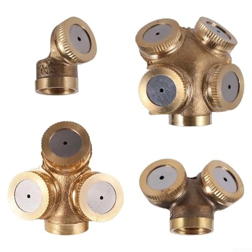 Messing-Sprühdüse für Gartensprinkler und Bewässerungssysteme, verstellbarer Hochdruck-Zerstäuber-Sprühkopf für Außenkühlung, landwirtschaftliche Bewässerung und Gewächshausnutzung (2 Löcher) von KHIronHive
