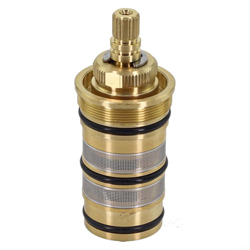 Messing Thermostatkartusche Duscharmatur Ventil Kern Ersatz Kit, Warm- und Kaltwassertemperaturregelung 20-48°C, Sicherheitsüberbrückung 38°C, Reparaturteil für Badezimmer Sanitärarmaturen von KHIronHive