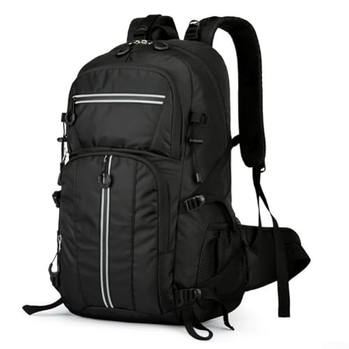 Multifunktionaler 50L Outdoor Rucksack für Wandern und Radfahren, wasserdichtes Design mit reflektierendem Streifen (Schwarz) von KHIronHive