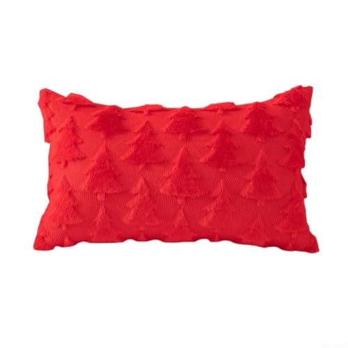 Plüsch-Kissenbezüge mit Weihnachtsbaum-Motiv, Set in Rot, Grün, Weiß, weiche Polyester-Kissenbezüge in 45 x 45 cm und 30 x 50 cm Größen für Sofa, Bett, Wohnzimmer, Urlaub, saisonale Dekoration ohne von KHIronHive
