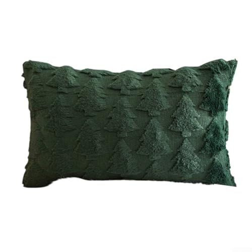 Plüsch-Kissenbezüge mit Weihnachtsbaum-Motiv, Set in Rot, Grün, Weiß, weiche Polyester-Kissenbezüge in 45 x 45 cm und 30 x 50 cm Größen für Sofa, Bett, Wohnzimmer, Urlaub, saisonale Dekoration ohne von KHIronHive
