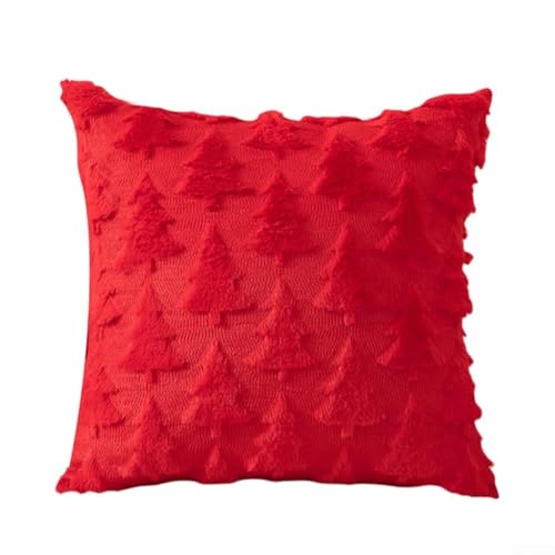 Plüsch-Kissenbezüge mit Weihnachtsbaum-Motiv, Set in Rot, Grün, Weiß, weiche Polyester-Kissenbezüge in 45 x 45 cm und 30 x 50 cm Größen für Sofa, Bett, Wohnzimmer, Urlaub, saisonale Dekoration ohne von KHIronHive