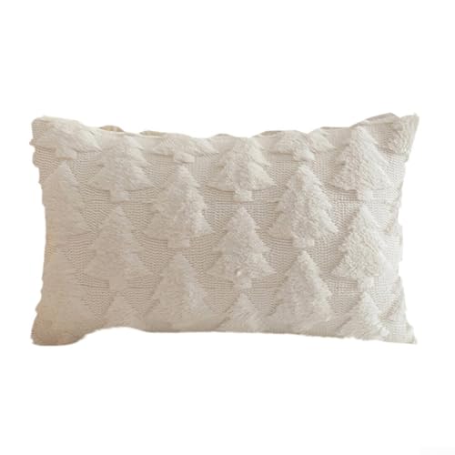 Plüsch-Kissenbezüge mit Weihnachtsbaum-Motiv, Set in Rot, Grün, Weiß, weiche Polyester-Kissenbezüge in 45 x 45 cm und 30 x 50 cm Größen für Sofa, Bett, Wohnzimmer, Urlaub, saisonale Dekoration ohne von KHIronHive