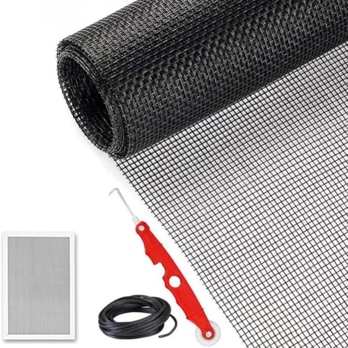 Reparatur-Set für Fenstertüren, Fiberglas-Netz, mit Maßband, Fugenmörtel, Gummistreifen, Pressrad für Fenster, Türen, Terrassen, Veranden, Bildschirm, Ersatz, Reparaturwerkzeug für Zuhause (schwarzer Reparatur-Set für Fenstertüren, Fiberglas-Netz, mit Maßband, Fugenmörtel, Gummistreifen, Pressrad für Fenster, Türen, Terrassen, Veranden, Bildschirm, Ersatz, Reparaturwerkzeug für Zuhause (schwarzer von KHIronHive