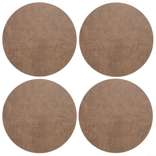 Runde Tischsets, 33 cm, Kunstleder, wasserdicht, hitzebeständig, PVC, Esstisch, Platzsets, leicht zu reinigen, für Küche, Esszimmer, Outdoor, Partys, Beige (Braun) von KHIronHive