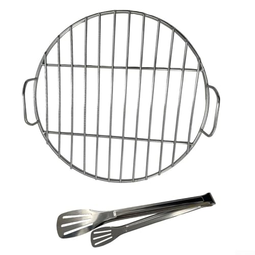 Runder Grillrost aus Edelstahl mit Griff, kompatibel mit Weber 7432/57 cm Holzkohle-Kugelgrills, robustes Grill-Ersatzgitter für 47 cm Feuerschale (53 cm) von KHIronHive