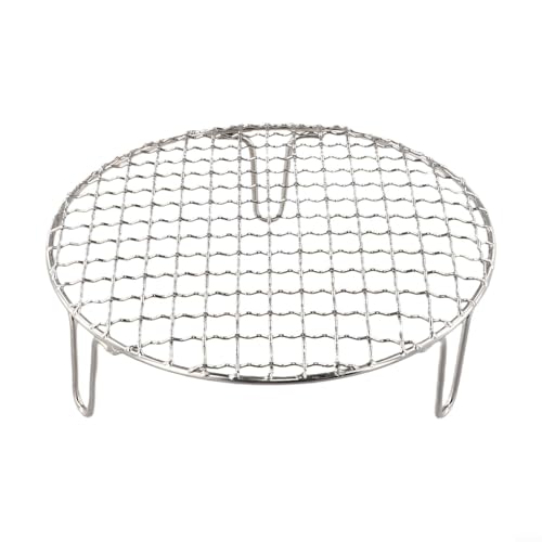 Rundes Grillnetz aus Edelstahl mit Beinen, Camping-Grillgitter, Outdoor-Kochgitter für Campingkocher, mehrere Größen erhältlich (20 cm) von KHIronHive