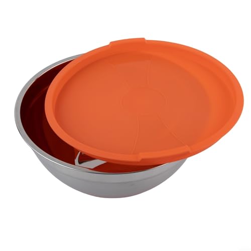 Salatschüssel aus Edelstahl mit Silikondeckel, um ein Verrutschen beim Mischen und Servieren von Speisen zu verhindern (26 cm) von KHIronHive