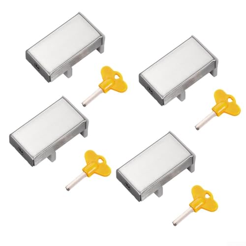 Schiebefensterschlösser verstellbar für verschiedene Breiten, stabiler Edelstahl mit kindersicheren Funktionen für Sicherheit und Belüftung, vier Schlösser mit Sechskantschlüsseln Schiebefensterschlösser verstellbar für verschiedene Breiten, stabiler Edelstahl mit kindersicheren Funktionen für Sicherheit und Belüftung, vier Schlösser mit Sechskantschlüsseln von KHIronHive