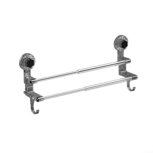 Verstellbarer Badezimmer-Handtuchhalter mit starker Saugkraft, kein Bohren erforderlich für einfache Installation (grau) von KHIronHive