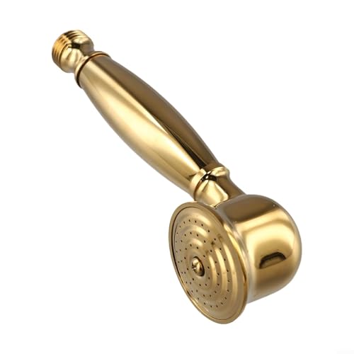 Vintage Handbrause Messing rund Hochdruck Wassersparend Abnehmbare Badezimmer Sprühdüse Ersatz Chrom Finish für Zuhause Dusche (Gold) von KHIronHive