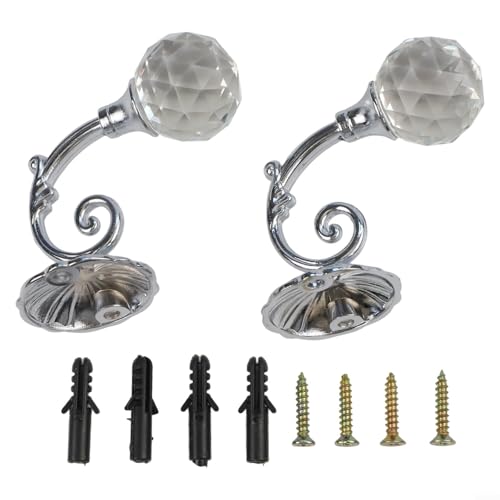 Vorhanghalter aus Metall und Strasssteinen, 2 Stück, Wand-Raffhalter für Heimdekoration (Silber) von KHIronHive