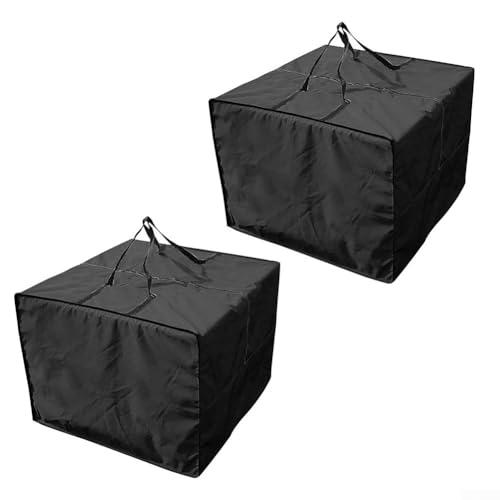 Wasserdichte Aufbewahrungstasche für Gartenmöbel, 210D-Polyester, mit Reißverschluss, für den Außenbereich, Terrasse, Kissenbezug und saisonalen Weihnachtsbaum, 81 x 81 x 61 cm, 2 Stück schwarz von KHIronHive
