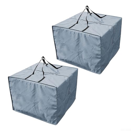 Wasserdichte Aufbewahrungstasche für Gartenmöbel, 210D-Polyester, mit Reißverschluss, für den Außenbereich, Terrasse, Kissenbezug und saisonalen Weihnachtsbaum, 81 x 81 x 61 cm (2 Stück, grau) von KHIronHive