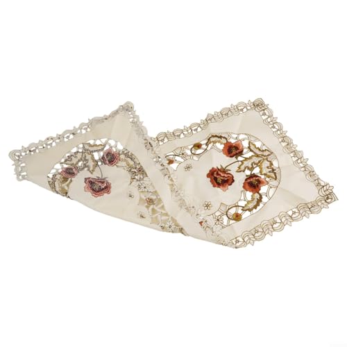 Weiße rechteckige Tischdecke mit detaillierter Blumenstickerei, schmutzabweisend und wiederverwendbar, für Esstische, für besondere Anlässe und Heimdekoration (30 x 45 cm Rechteck) von KHIronHive
