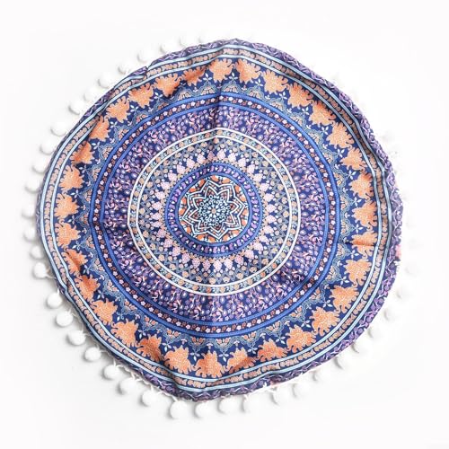 Wunderschöner runder Kissenbezug im Bohemian-Design, 43 cm, verleiht Ihrem Raum einen Hauch von Eleganz (#2) von KHIronHive