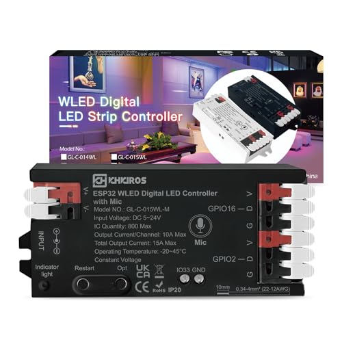 WLED Controller mit Mikrofon, ESP32 Digital LED Strip Controller RGB RGBW Addressierbarer FCOB LED-Strip, DC5-24V WLED Controller mit Mikrofon, ESP32 Digital LED Strip Controller RGB RGBW Addressierbarer FCOB LED-Strip, DC5-24V von KHKJROS