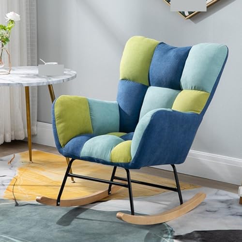 KHLMSRXJ Bequemer Blauer Schaukelstuhl mit Metallbeinen für Wohnzimmer und Schlafzimmer von KHLMSRXJ