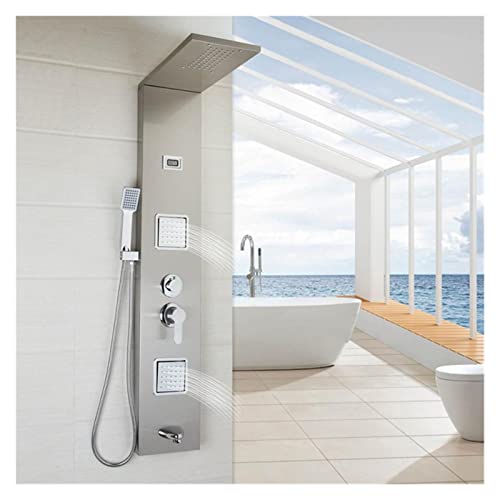 KHLMSRXJ Duschmischer, LED-Duschpaneel, Wasserfall-Regen-Digitalanzeige, Duscharmatur-Set, SPA-Massagedüse, Badezimmersäule, Mischbatterie, Turm(Stil 06) von KHLMSRXJ
