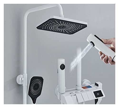 KHLMSRXJ Duschmischer, weißes Digitaldisplay, Dusch-Set, LCD-Heiß- und Kalt-Badezimmer-Duschset, Wasserhahn, 4-Wege-Regenfall-Badezimmerarmatur, Mischbatterie (kein digita von KHLMSRXJ