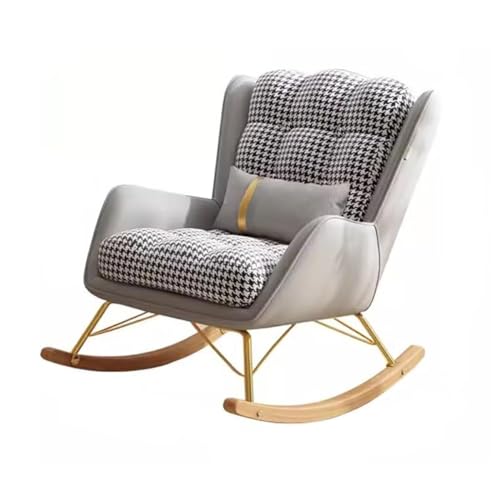KHLMSRXJ Freizeit-Sofa-Schaukelstuhl, Mid-Century-Relaxsessel, Gleitschaukelstühle mit Lendenkissen, gepolsterter breiter Sitzfläche, Seitenstuhl für das Wohnzimmer (Farbe: Hellgrau 2, Größ von KHLMSRXJ