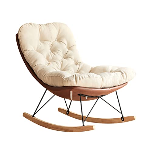 KHLMSRXJ Gepolsterter Schaukelstuhl fürs Kinderzimmer, Schaukelstuhl aus Stoff im Mid-Century-Stil, Papasan-Stuhl für Wohnzimmer und Schlafzimmer, Relaxsessel mit Stahlbeinen und weicher Po von KHLMSRXJ