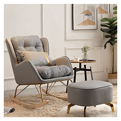 KHLMSRXJ Moderner, grau gepolsterter Schaukelstuhl mit Ottomane – hohe Rückenlehne und bequemes Design für das Wohnzimmer KHLMSRXJ Moderner, grau gepolsterter Schaukelstuhl mit Ottomane – hohe Rückenlehne und bequemes Design für das Wohnzimmer von KHLMSRXJ