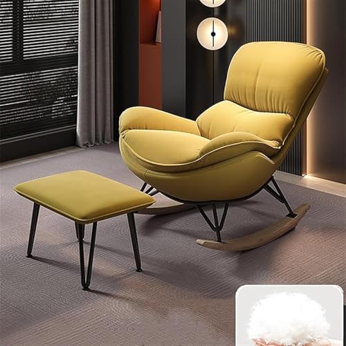 KHLMSRXJ Moderner, übergroßer Schaukelstuhl mit Ottomane – bequemer Liegesessel für den Innenbereich für Wohnzimmer, Schlafzimmer, Terrasse – Farbe: Gelb KHLMSRXJ Moderner, übergroßer Schaukelstuhl mit Ottomane – bequemer Liegesessel für den Innenbereich für Wohnzimmer, Schlafzimmer, Terrasse – Farbe: Gelb von KHLMSRXJ