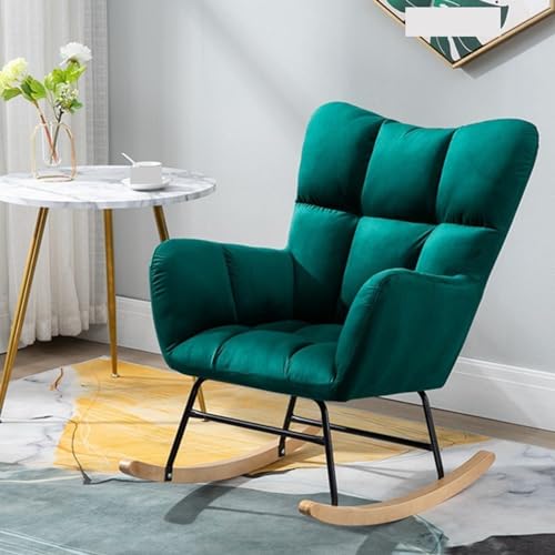 KHLMSRXJ Moderner Kleiner Schaukelstuhl für den Innenbereich mit Metallbeinen – bequemer Loungesessel für Schlafzimmer und Wohnzimmer – gepolsterter Lesesessel (blau) von KHLMSRXJ