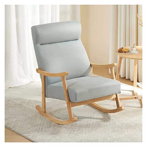 KHLMSRXJ Moderner Schaukelstuhl, Mid-Century-Sessel, gepolsterter Sessel mit gepolstertem Sitz/Holzrahmen, Einzelsofa-Sessel mit hoher Rückenlehne, Schaukelstuhl für das Wohnzimmer (Grau-4) von KHLMSRXJ