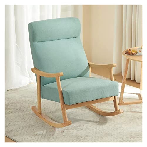 KHLMSRXJ Moderner Schaukelstuhl, Mid-Century-Sessel, gepolsterter Sessel mit gepolsterter Sitzfläche/Holzrahmen, Einzelsofa-Sessel mit hoher Rückenlehne, Schaukelstuhl für das Wohnzimmer (b von KHLMSRXJ