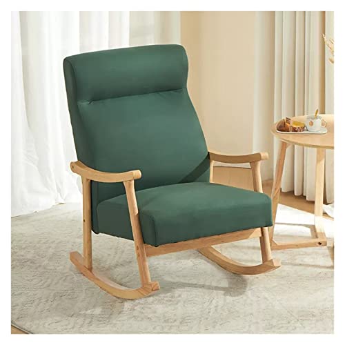 KHLMSRXJ Moderner Schaukelstuhl, Mid-Century-Sessel, gepolsterter Sessel mit gepolsterter Sitzfläche/Holzrahmen, Einzelsofa-Sessel mit hoher Rückenlehne, Schaukelstuhl für das Wohnzimmer (g von KHLMSRXJ